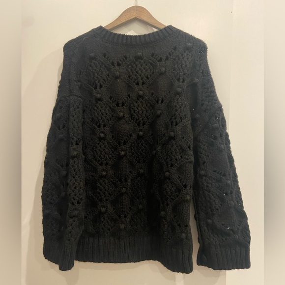 Zara Knit Pompom Cape Sweater Sz S - Picture 5 of 7
